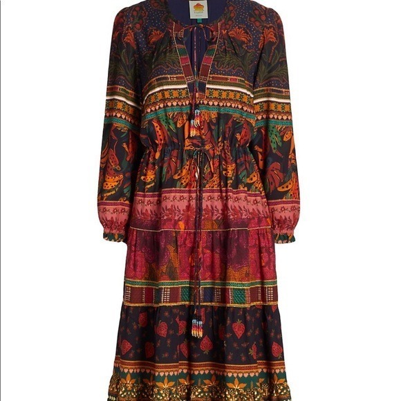 FARM Rio Dresses & Skirts - Farm Rio Mixed Patchwork Midi Dress - Size Medium